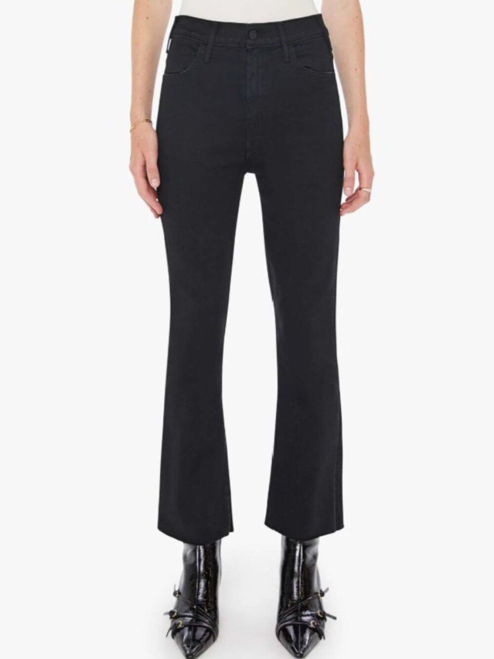 🌟 MOTHER 🌟 DENIM HUSTLER ANKLE FRAY STRETCH JEANS BLACK SZ 30
